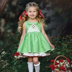 Girls Dollcake Light Green & Red Ruffled Cupcake Holiday Christmas Dress size 2